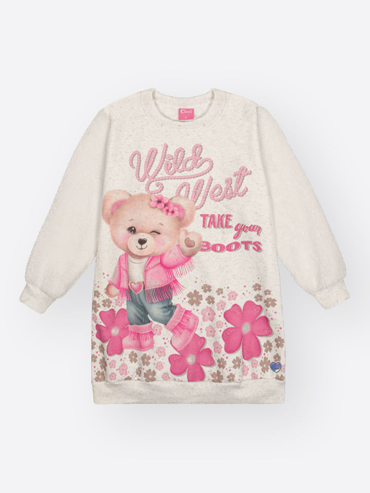 Vestido Infantil Menina Estampa Ursa Wild West – Vestido Confortável Mundo Cinti