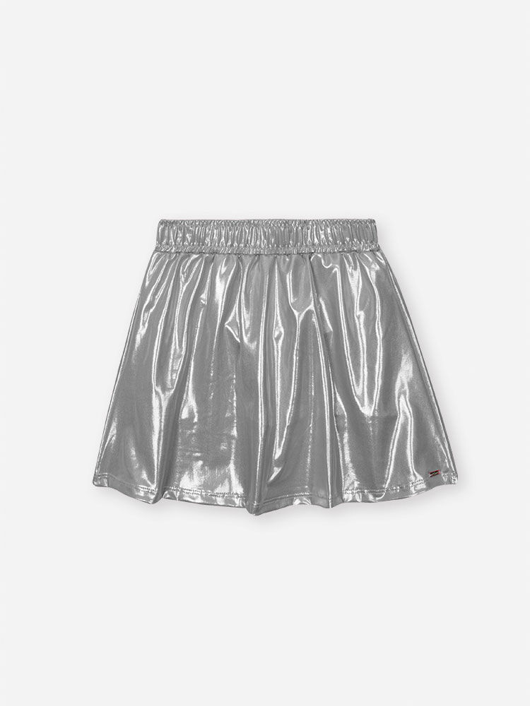 Conjunto Infantil Cheerleader com Saia Shorts Metalizada – Conjunto Menina Fashion Cinti NATURAL/PRATA