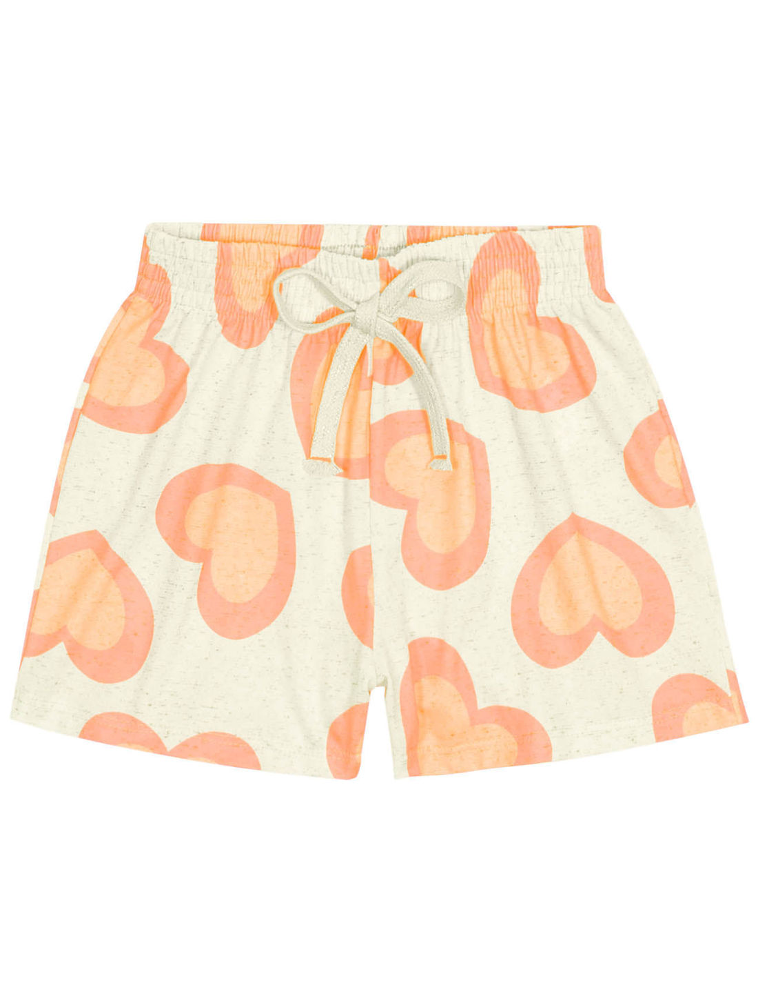 Conjunto Infantil Menina Blusa E Short Corações Off White E Laranja Neon Cinti Conjunto Infantil Menina Blusa E Short Corações Off White E Laranja Neon Cinti
