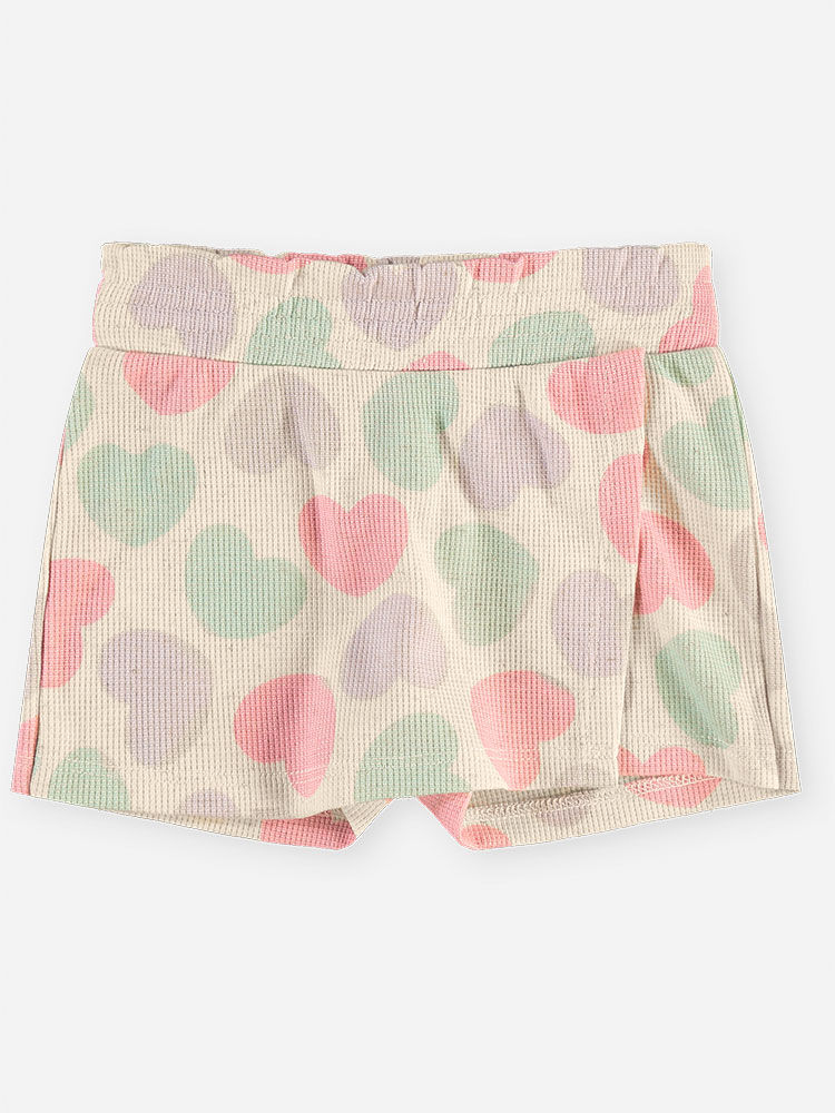 Conjunto Bebê Body com Strass e Short-Saia de Corações