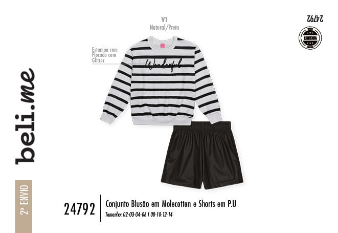 Conjunto Listrado Infantil Menina Wonderful Beli.me