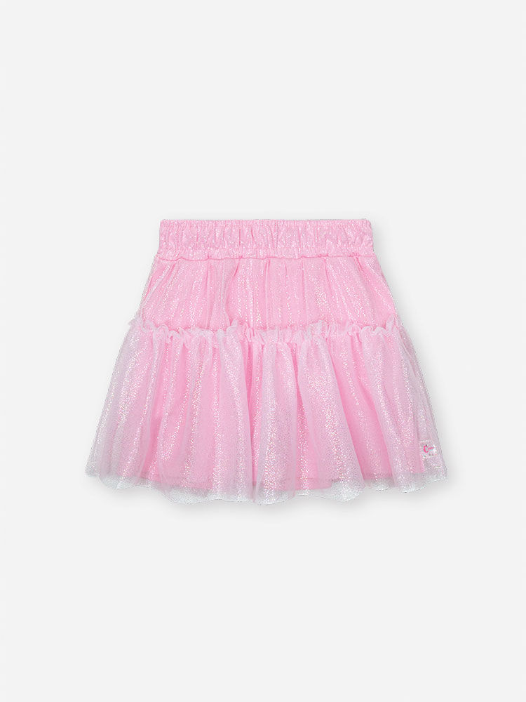 Conjunto Infantil de Aniversário com Saia Shorts em Tule Foil – Princesa Birthday Cinti ROSA IOGURTE