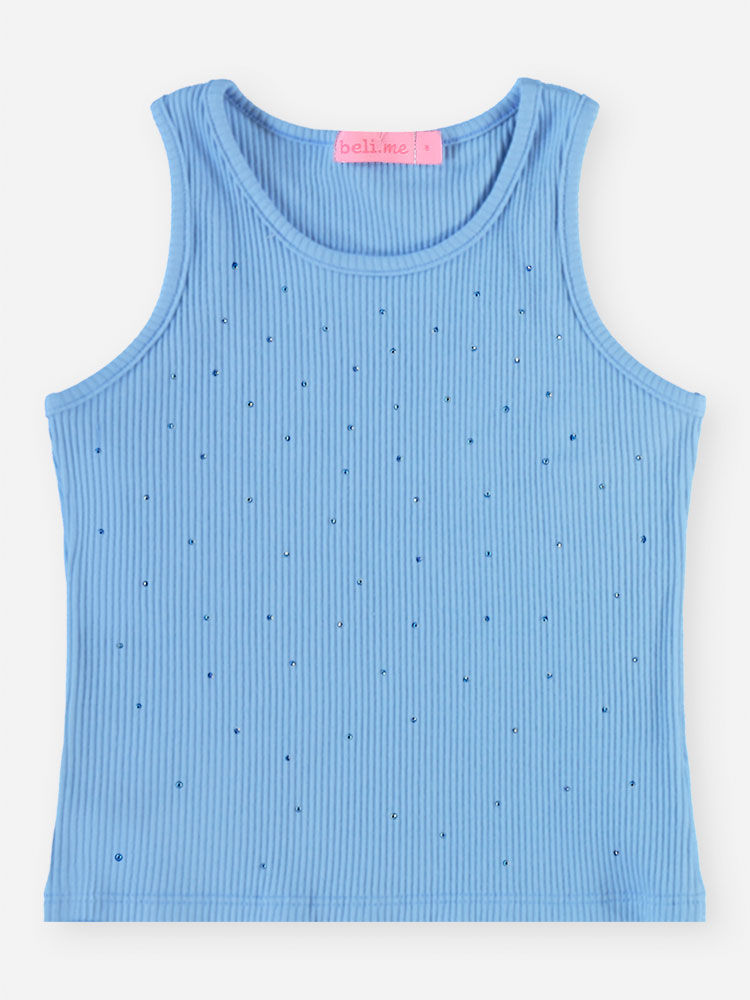Conjunto Infantil Menina Regata com Strass e Saia-Short de Ursinhos