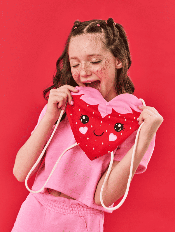 Conjunto Infantil Menina Blusa; Short E Mochila Strawberry Rosa E Vermelho Cinti