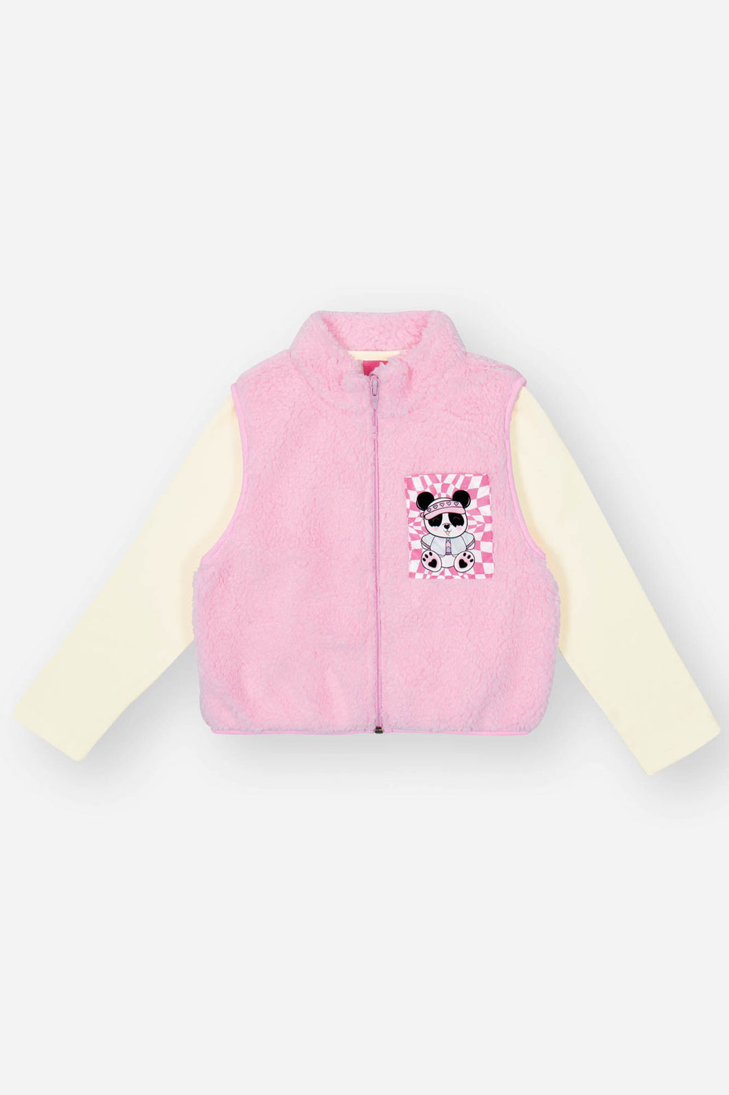 Conjunto Infantil Menina Blusa; Colete Pelo E Short Rosa Mundo Cinti