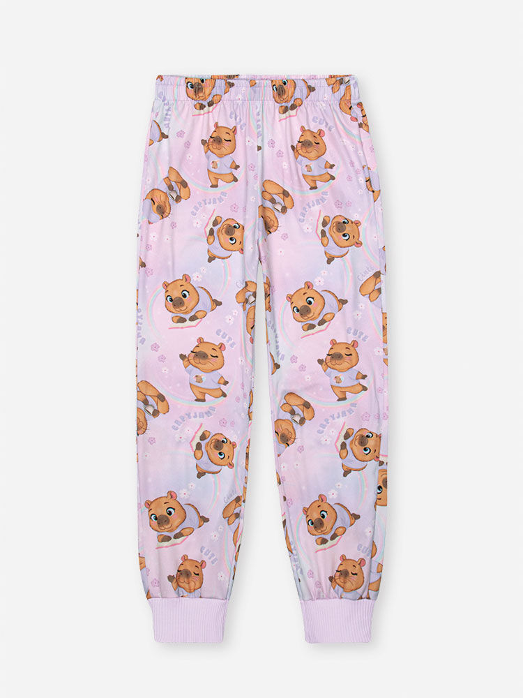Pijama Infantil com Blusa e Calça em Malha Suede – Pijama Menina de Cachorrinho LILAS BRUMA