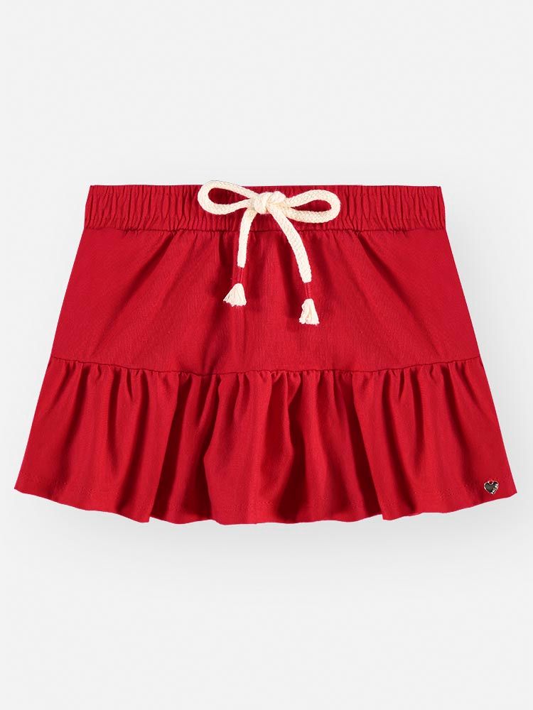 Conjunto Bebê Corações com Blusa Boxy e Saia-Short
