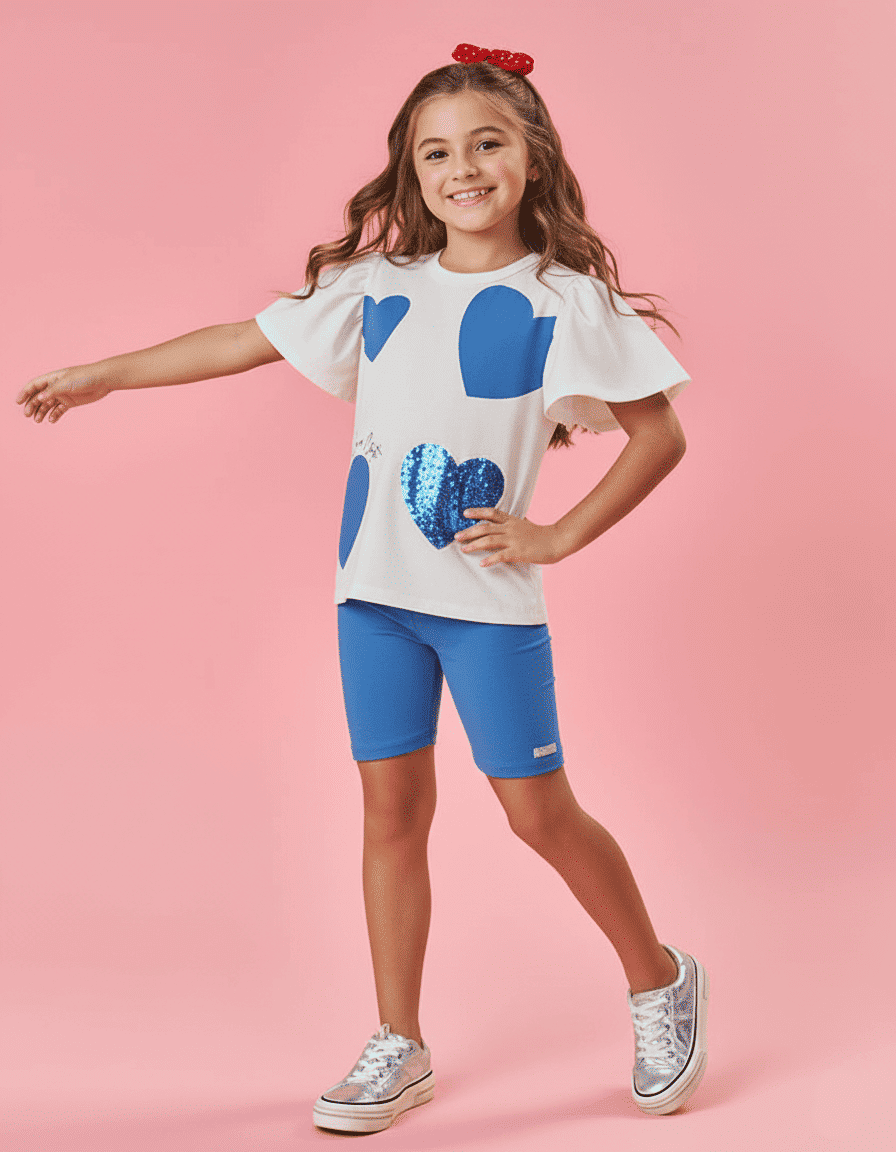 CONJ BLUSA E CICLISTA NATURAL/AZ HORTENCIA