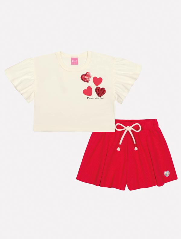 CONJ BLUSA E SHORTS NATURAL/VM MARTE