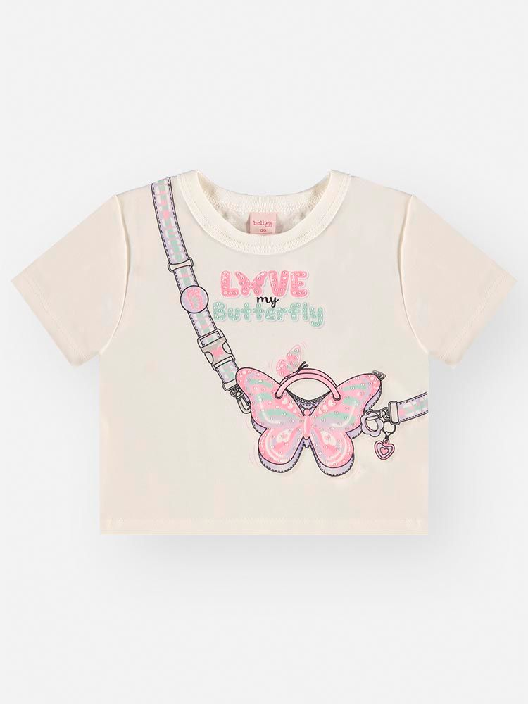Conjunto Bebê Blusa Borboleta e Short-Saia Lilás com Strass
