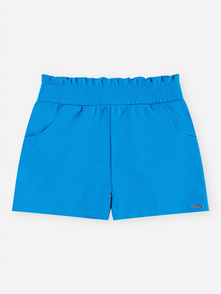 Conjunto Infantil Menina Cropped Recorte Coração e Short com Strass