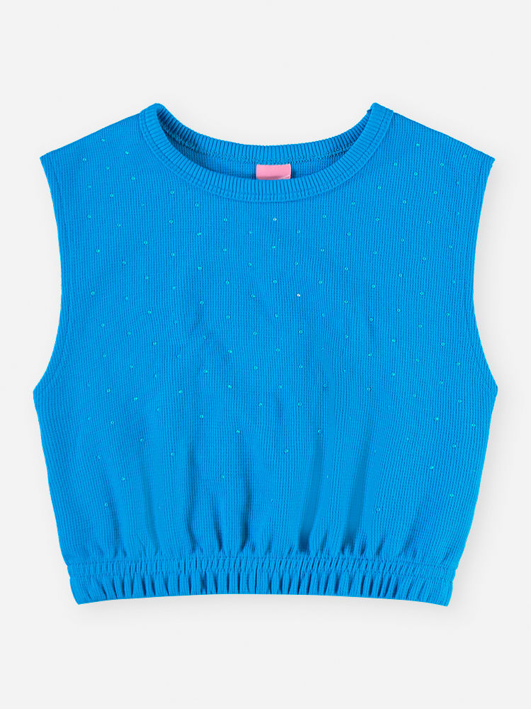 Conjunto Infantil Menina Cropped Recorte Coração e Short com Strass