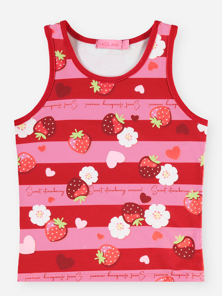 Conjunto Infantil Menina Regata de Morangos e Short Clochard
