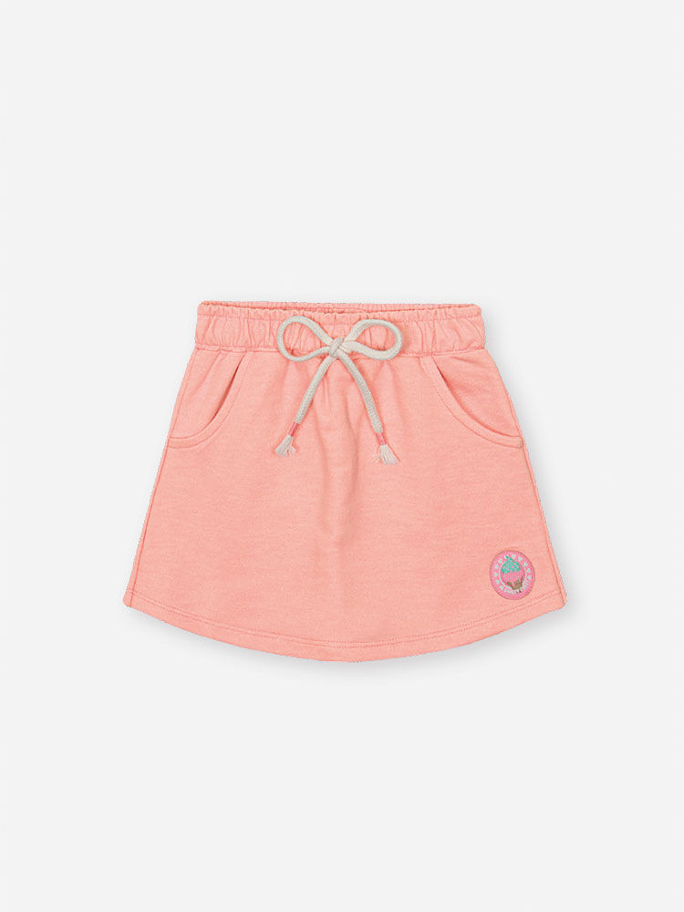 Conjunto Infantil Neon Love com Blusa Boxy e Shorts Saia em Moletom P.A – Look Menina Verão com Rele NATURAL/LARANJA NEON