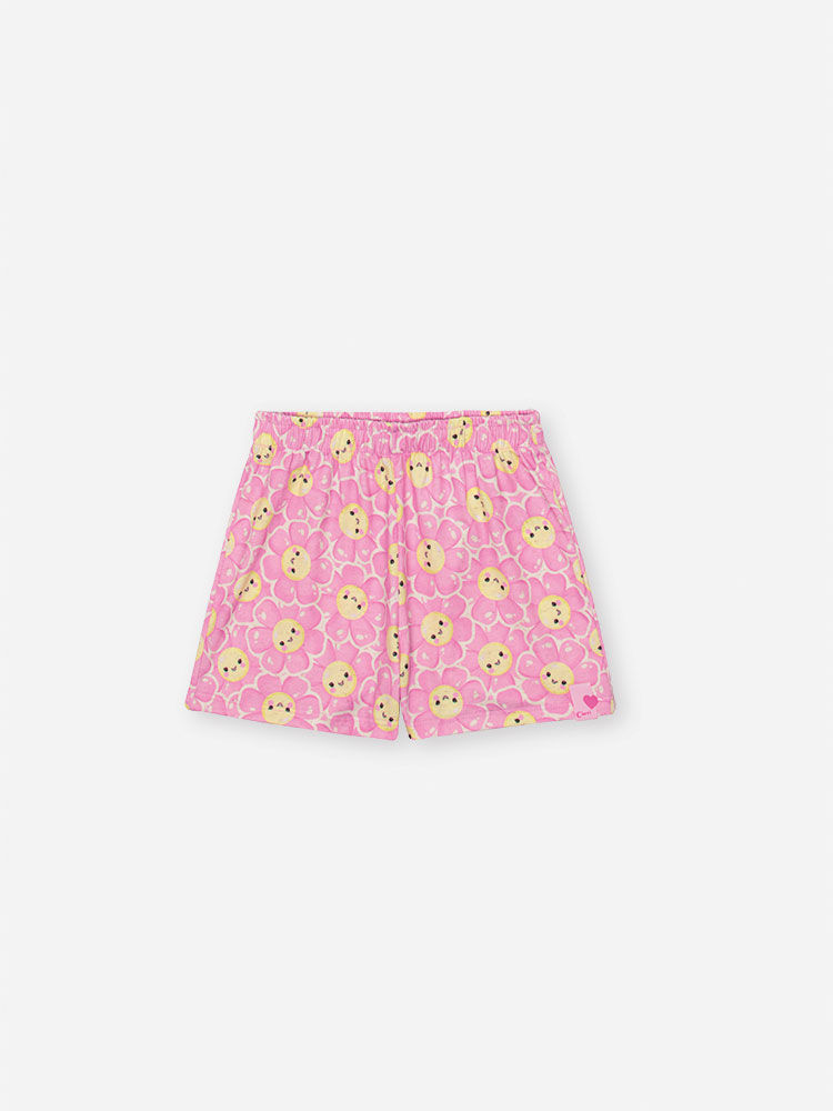 Pijama Infantil com Blusa e Shorts em Cotton Linho – Pijama Menina Verão de Margaridas OFF WHITE/RS IOGURTE