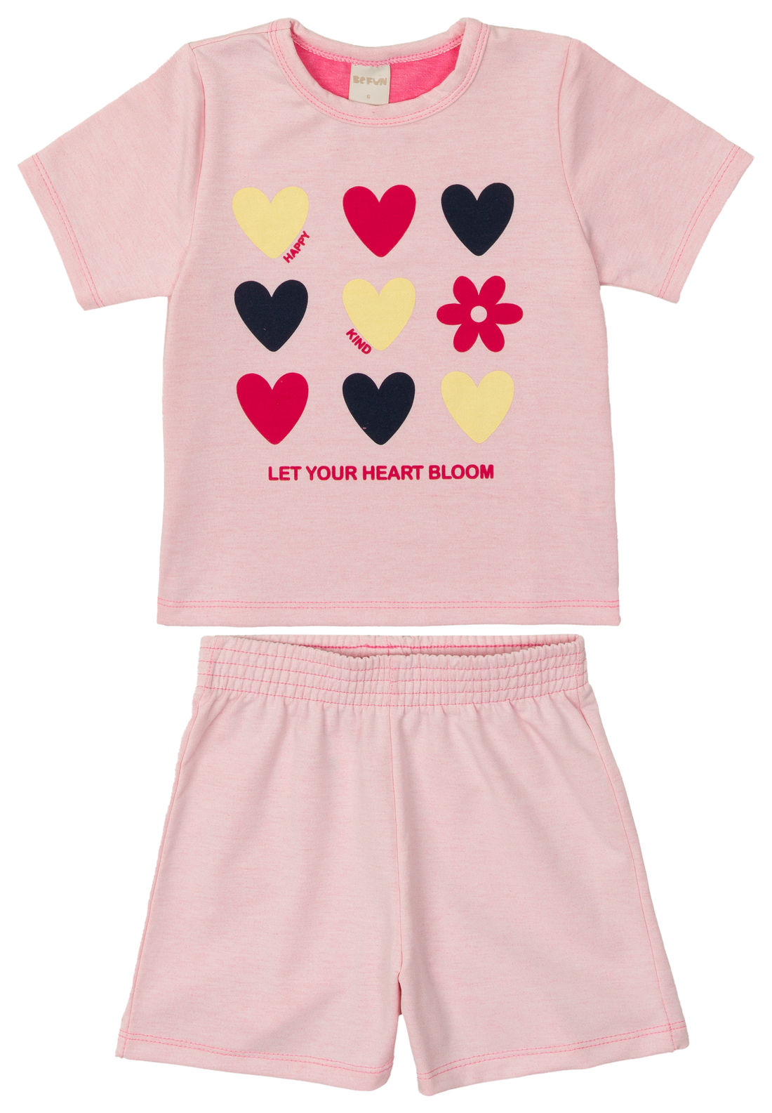 Conjunto Infantil Corações de Blusa e Shorts Rosa Conjunto Infantil Corações de Blusa e Shorts Rosa