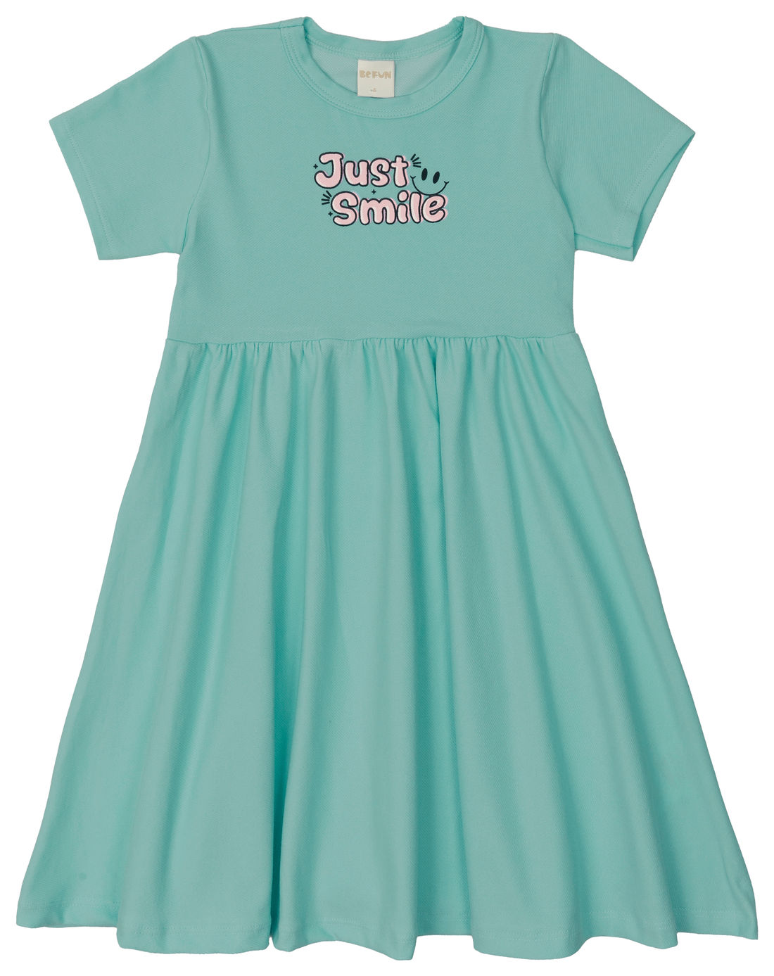 Vestido Infantil Evasê Manga Curta Just Smile Menta Vestido Infantil Evasê Manga Curta Just Smile Menta