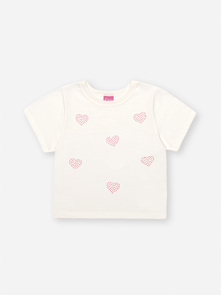 Conjunto Infantil Neon Love com Blusa Boxy e Shorts Saia em Malha Mescla Eco – Look Menina Verão com NATURAL/ROSA NEON