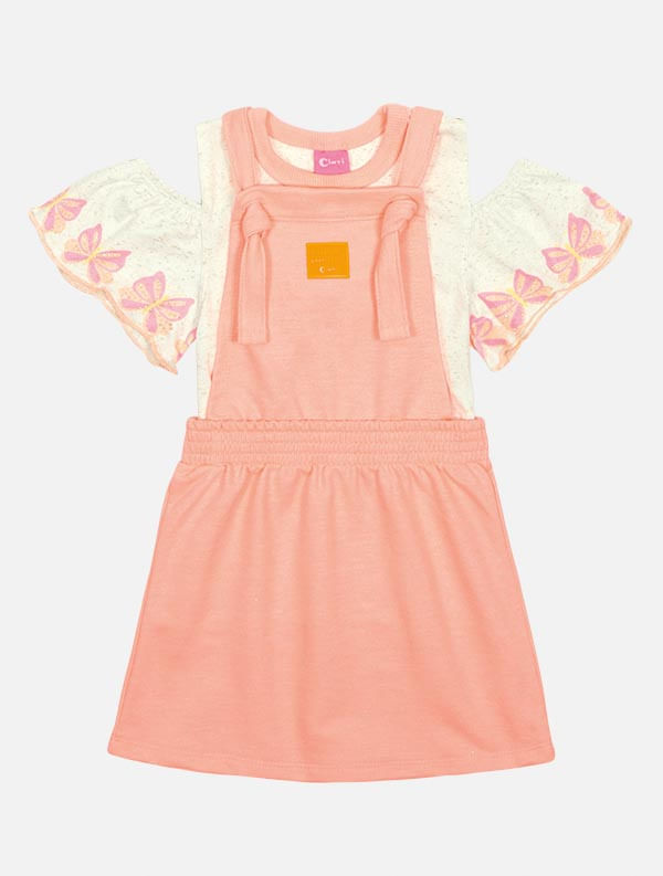 CONJ BLUSA E SALOPETE OFF WHITE/LJ NEON