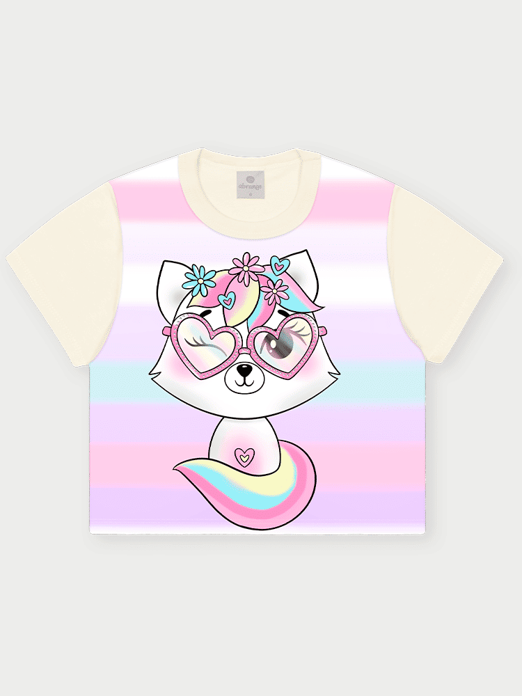 Conjunto Infantil Menina Raposa Listrada Lilás Abrange