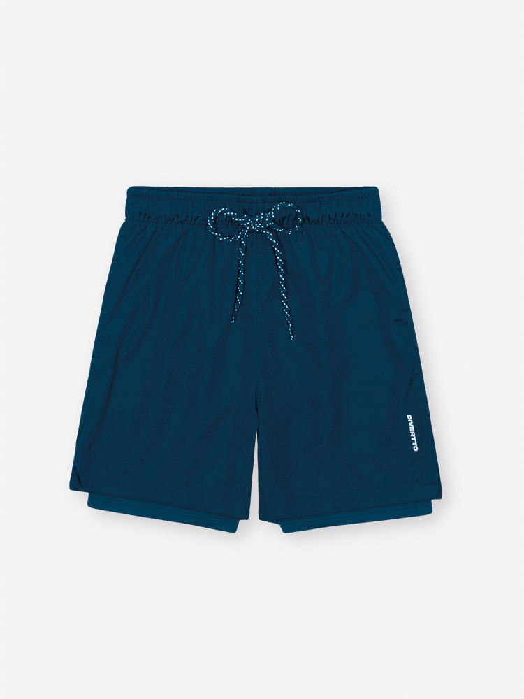 Bermuda Infantil Sportwear em Nylon Aspen Sport com Forro Ajustado AZUL MARINHO