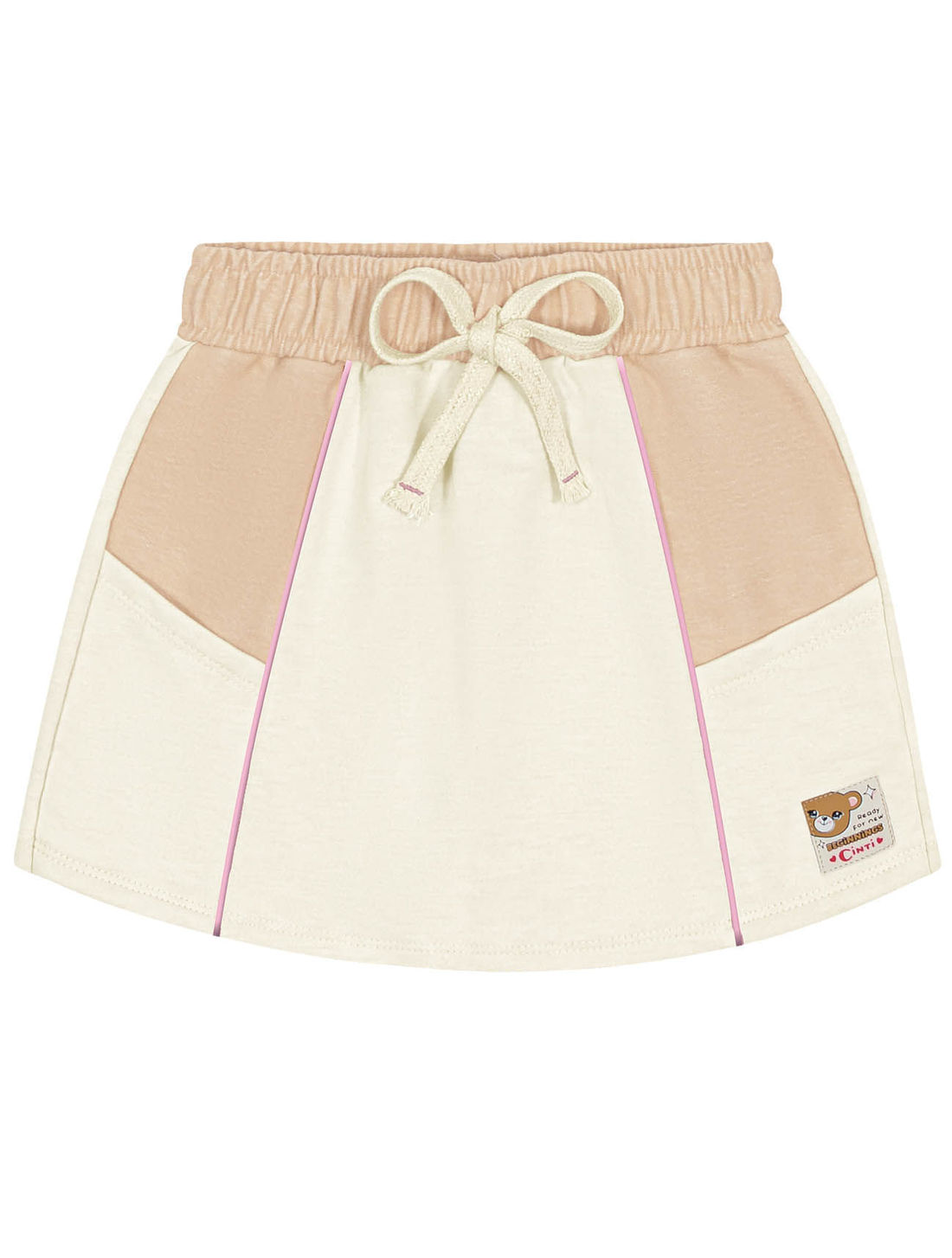 Conjunto Infantil Menina Blusa Cropped E Short-Saia Rosa E Natural Cinti