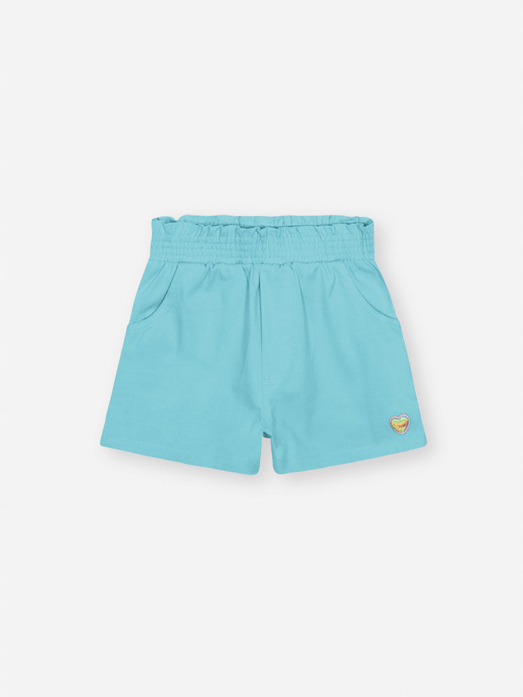 Shorts Infantil em Sarja com Elastano e Cós Confortável AZUL LITORAL
