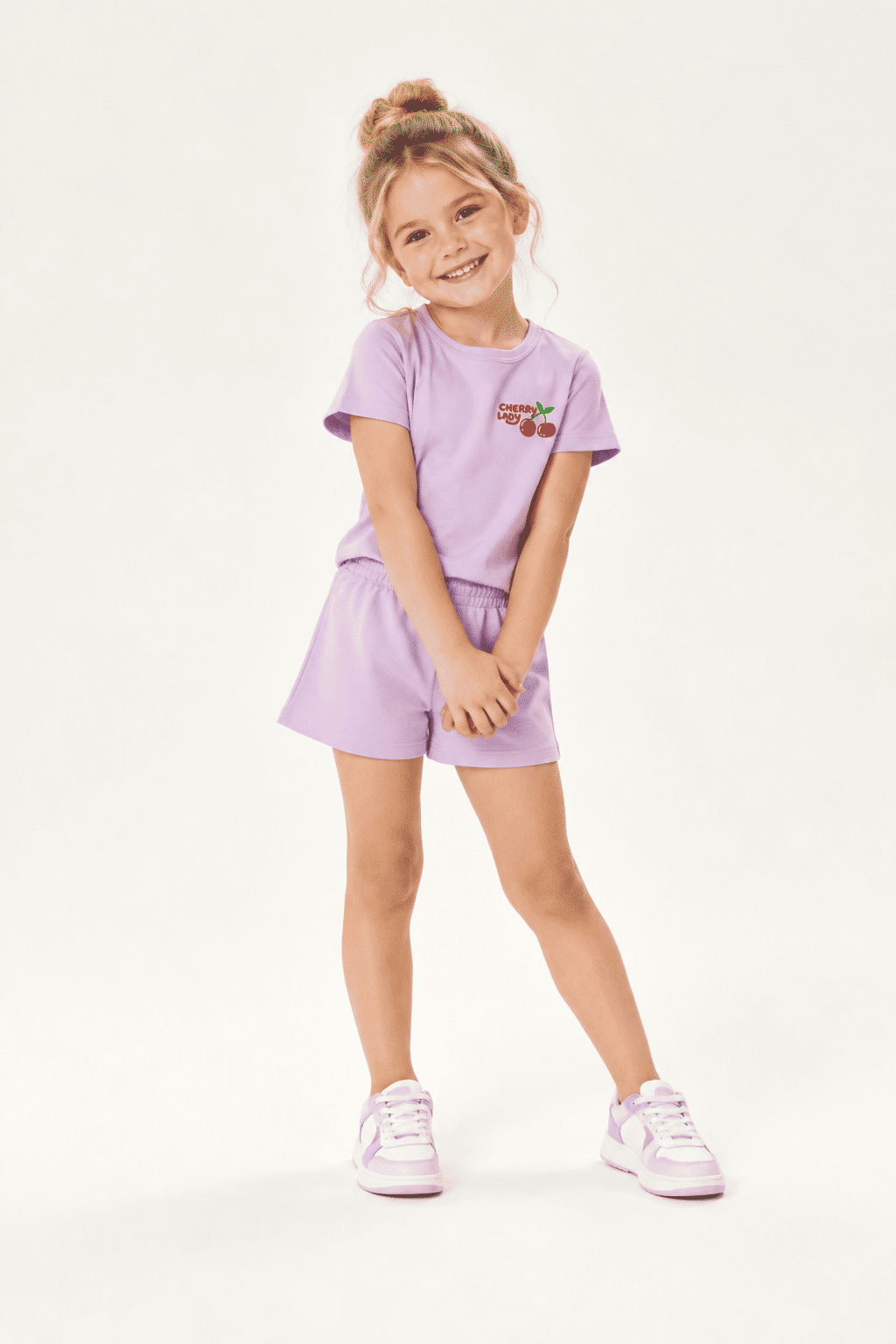 Conjunto Infantil Blusa Cherry Lady e Shorts Roxo Conjunto Infantil Blusa Cherry Lady e Shorts Roxo