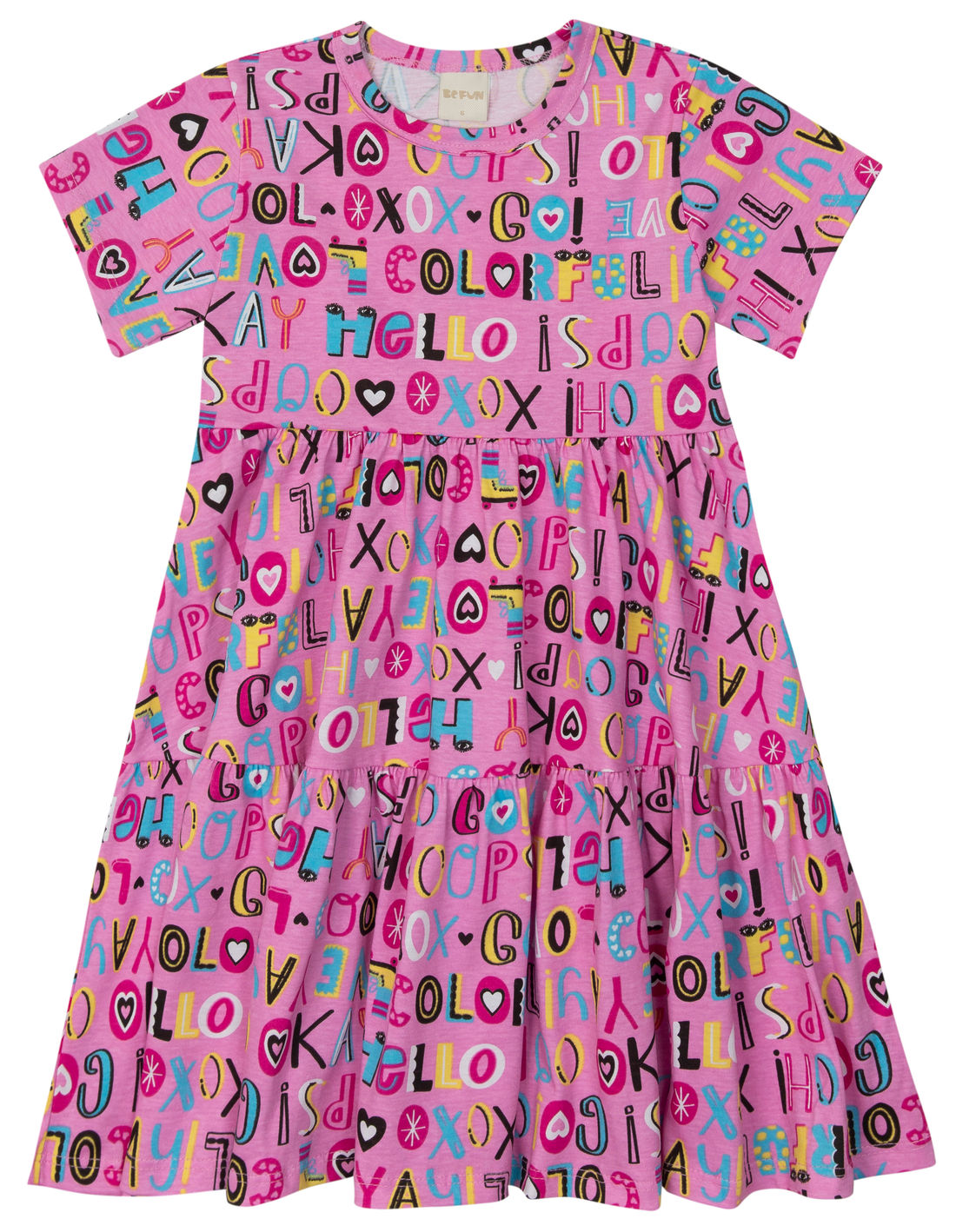 Vestido Infantil Estampado Letrinhas Rosa Vestido Infantil Estampado Letrinhas Rosa