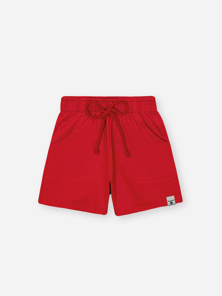 Shorts Infantil Básico em Moletinho – Short Menina Verão com Cordão VERMELHO MARTE