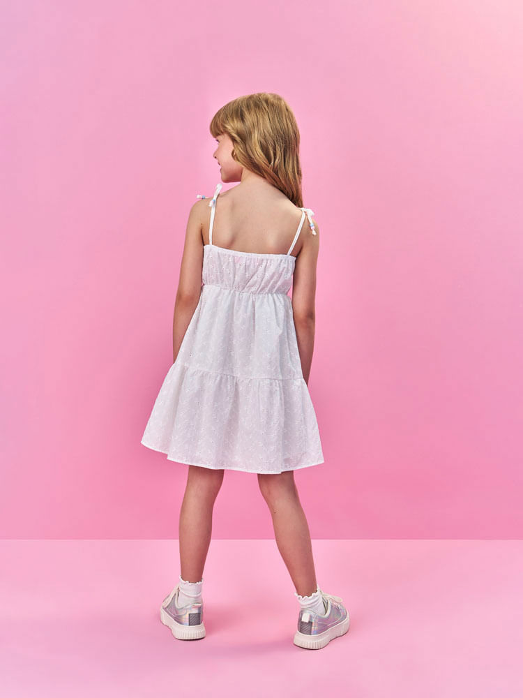 Vestido Menina em Laise Floral Branco Mundo Cinti