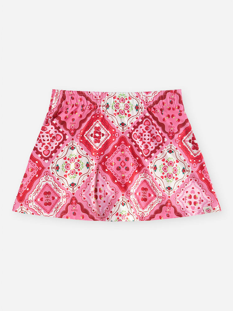 Conjunto Infantil Menina Cropped e Saia-Short Estampa de Bandana