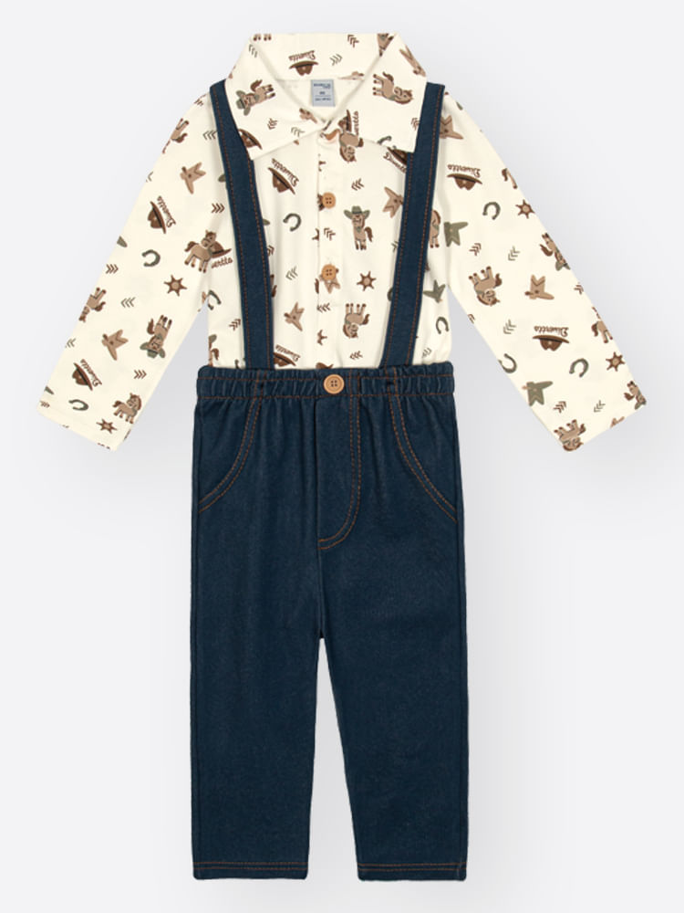 Conjunto com Suspensório Bebê Menino Rodeio Divertto