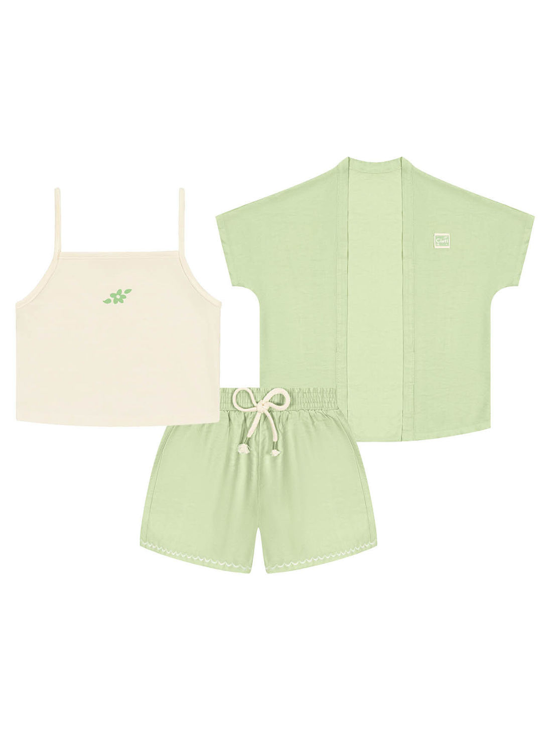 CONJ BLUSA, SHORTS E KIMONO VD PARA/VD PARA/NAT