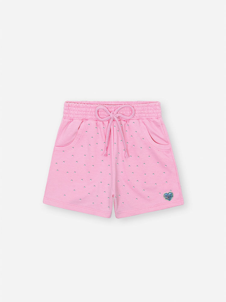 Shorts Infantil em Moletinho – Short Menina Verão Colorido com Cordão ROSA IOGURTE