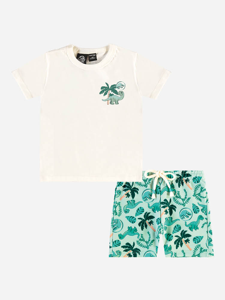 Conjunto Bebê Menino Jurassic World Camiseta Braquiossauro e Bermuda Verde Conjunto Bebê Menino Jurassic World Camiseta Braquiossauro e Bermuda Verde