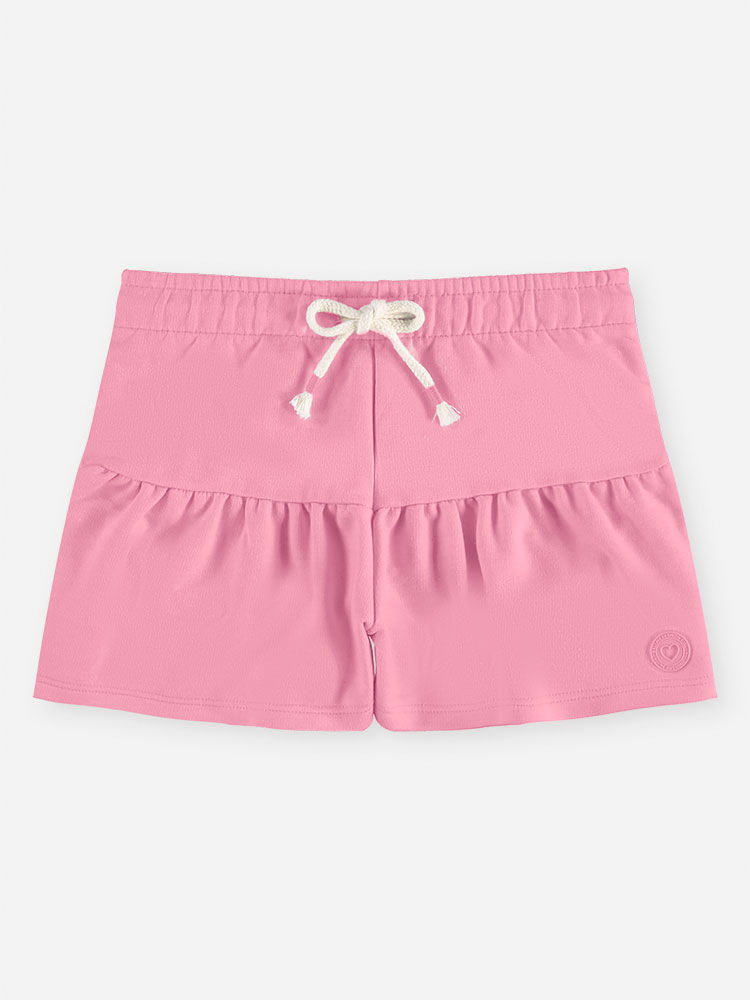 Short Infantil Menina em Moletom com Babado e Cordão Barbie