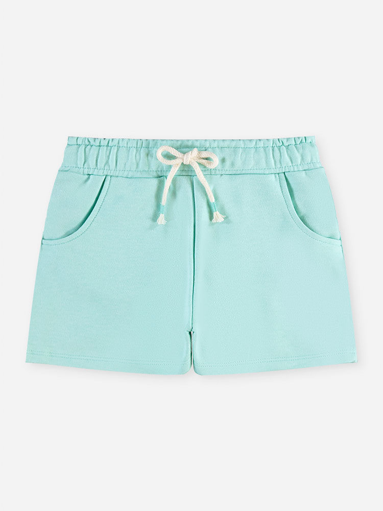 Short Infantil Menina em Moletom com Bolsos e Cordão Menta