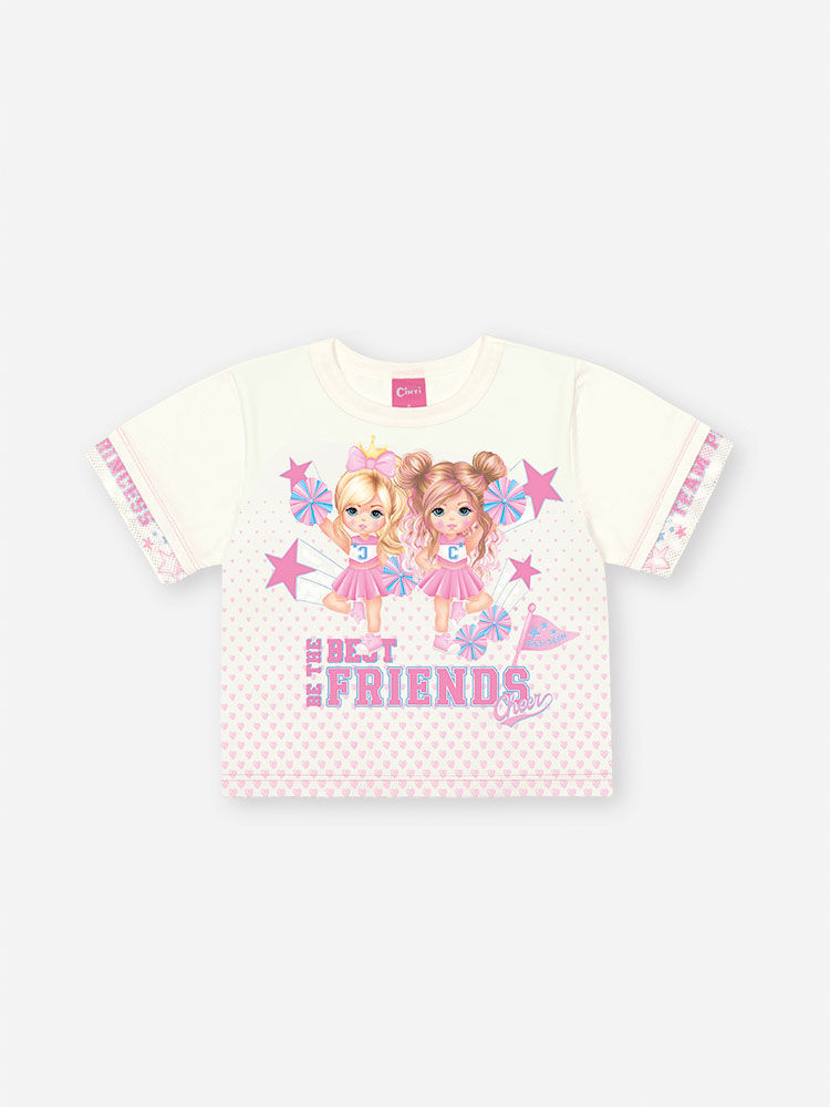 Conjunto Infantil Best Friends com Shorts Saia em Moletinho – Conjunto Menina Cinti NATURAL/RS CONFETE