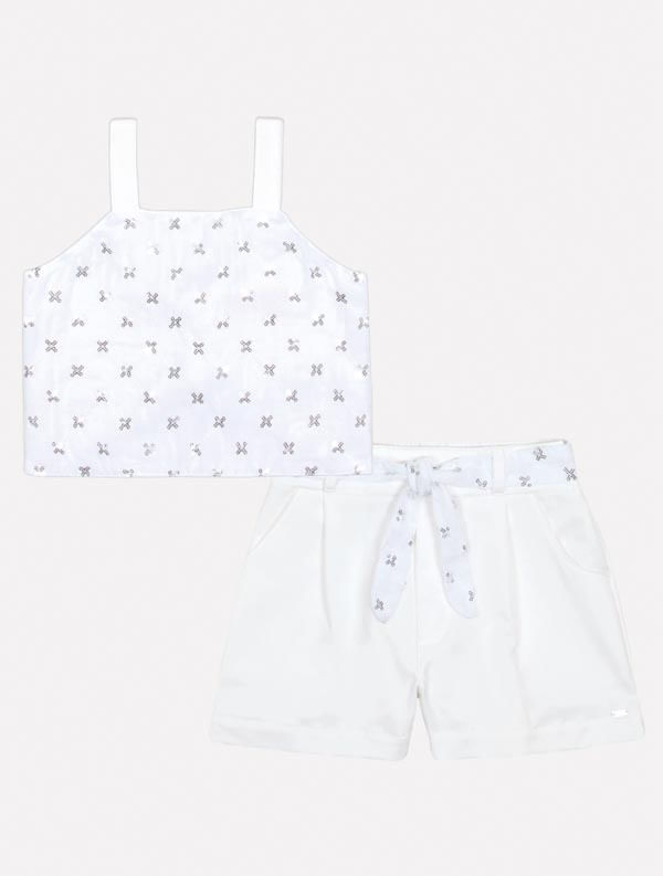 CONJ BLUSA E SHORTS BRANCO/BRANCO