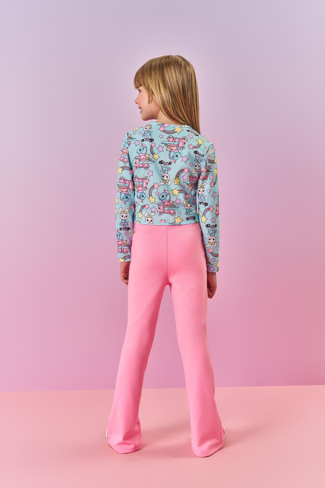Blusa Infantil Menina Unicórnios Azul Mundo Cinti