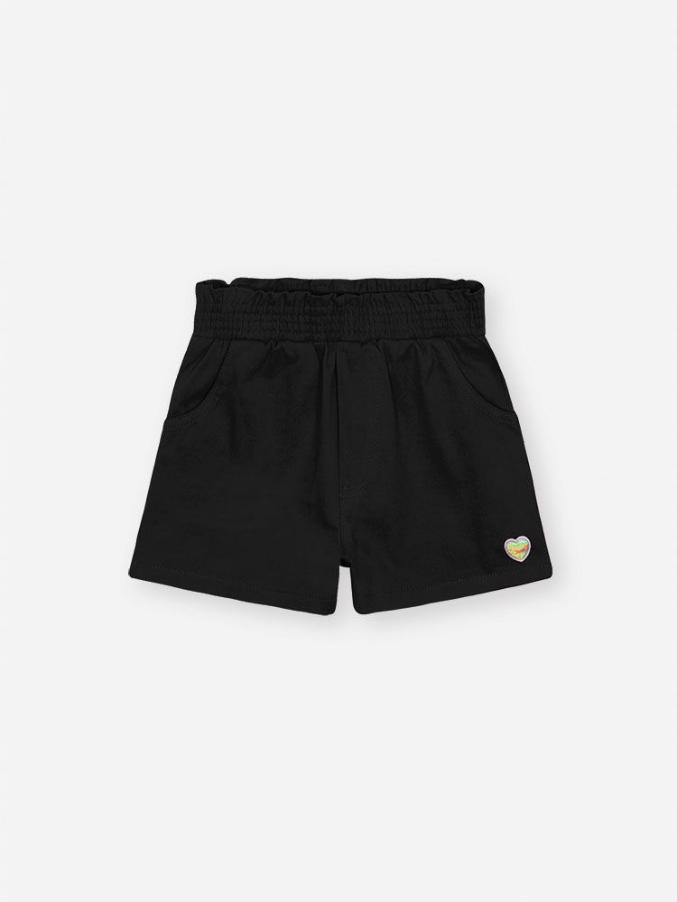 Shorts Infantil em Sarja com Elastano e Cós Confortável PRETO