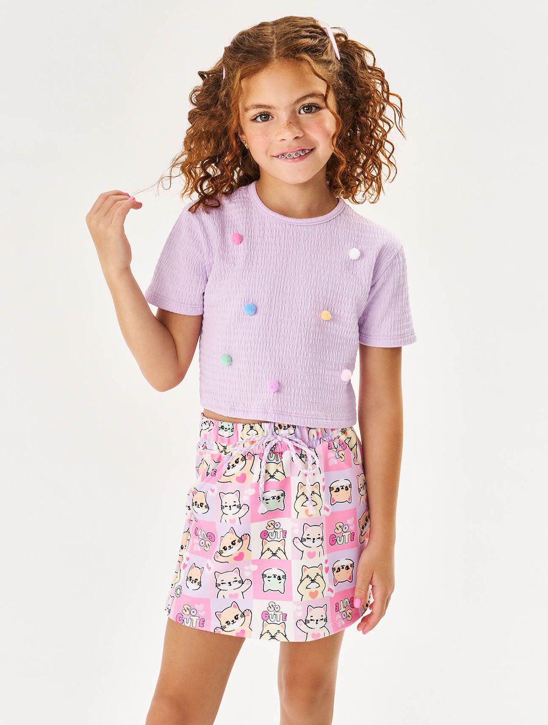 CONJ BLUSA E SHORTS/SAIA LL BRUMA/RS IOGURTE