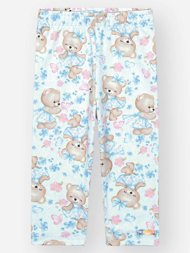 Calça Legging Infantil Cinti em Suplex Estampado AZUL PORCELANA