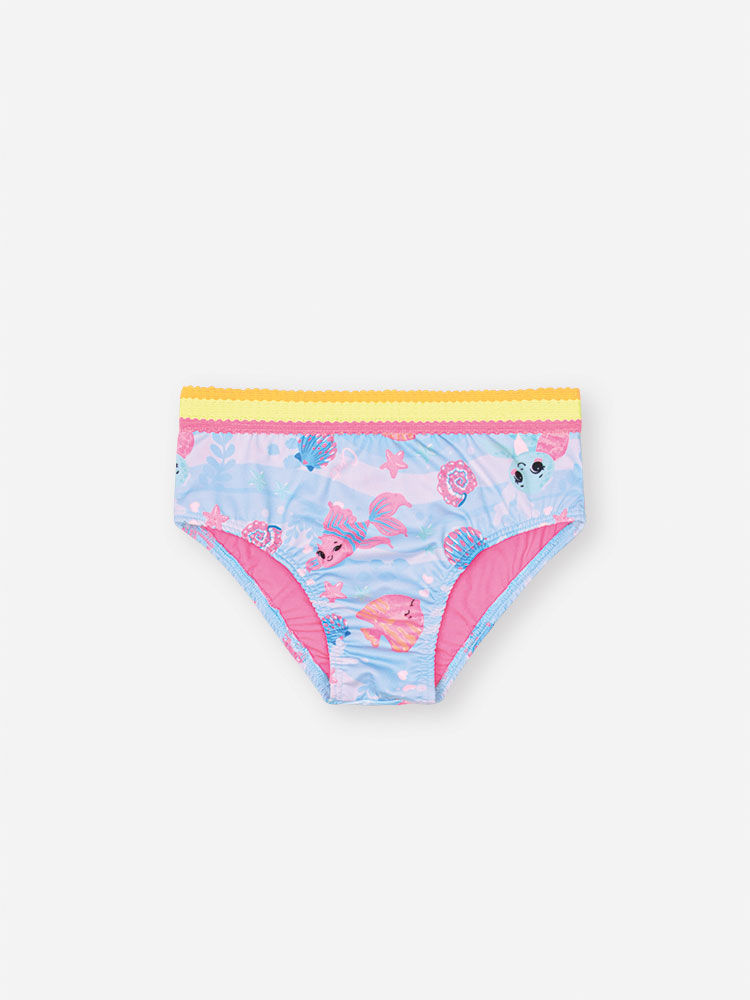 Biquíni Infantil em Malha UV com Estampa de Peixes – Moda Praia Menina Azul Porcelana AZUL PORCELANA