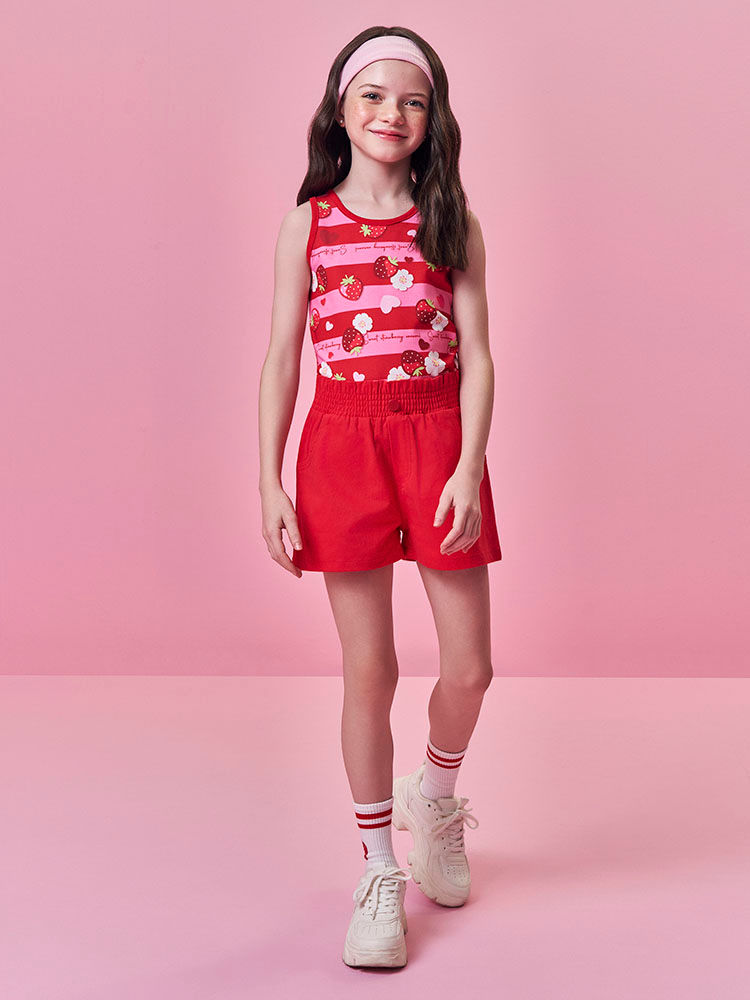 Conjunto Infantil Menina Regata de Morangos e Short Clochard