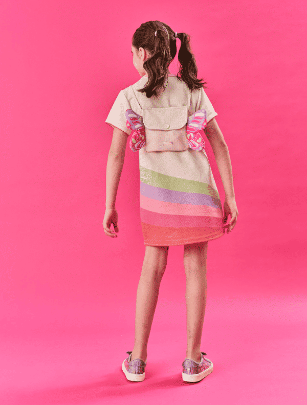 Vestido Infantil Menina Com Bolsa De Borboleta Off White Cinti