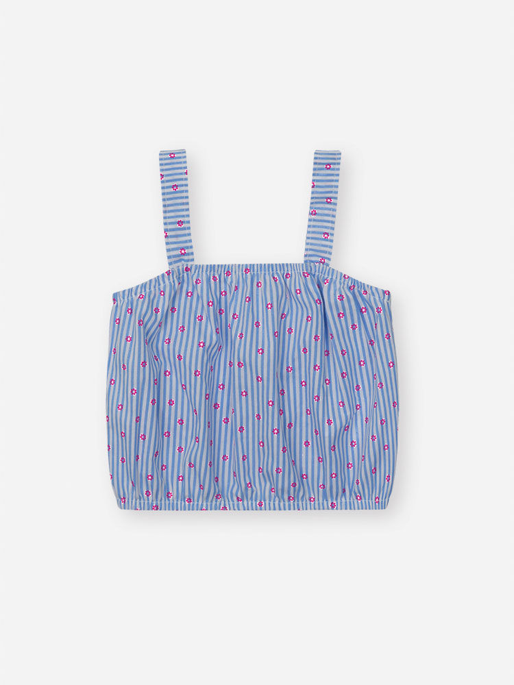 Conjunto Infantil Cropped e Shorts-Saia Florzinhas Provence