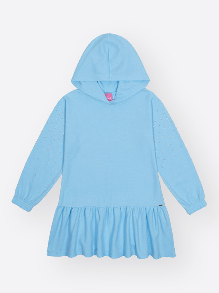 Vestido Infantil Menina Azul com Bolsa Coração em Pelo – Vestido Mundo Cinti