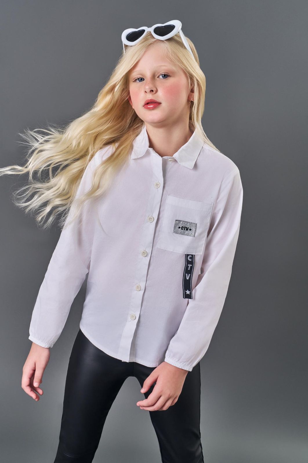 Camisa Infantil Menina Oversized Branco CTV